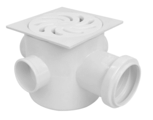 Caixa sifonada Vortice branca quadrada 150x150x50mm. Cód: 20770. Fornecedor: Amanco.